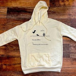 Womens You Are Offline Dino Long Sleeves Oversized Fashion Hoodie